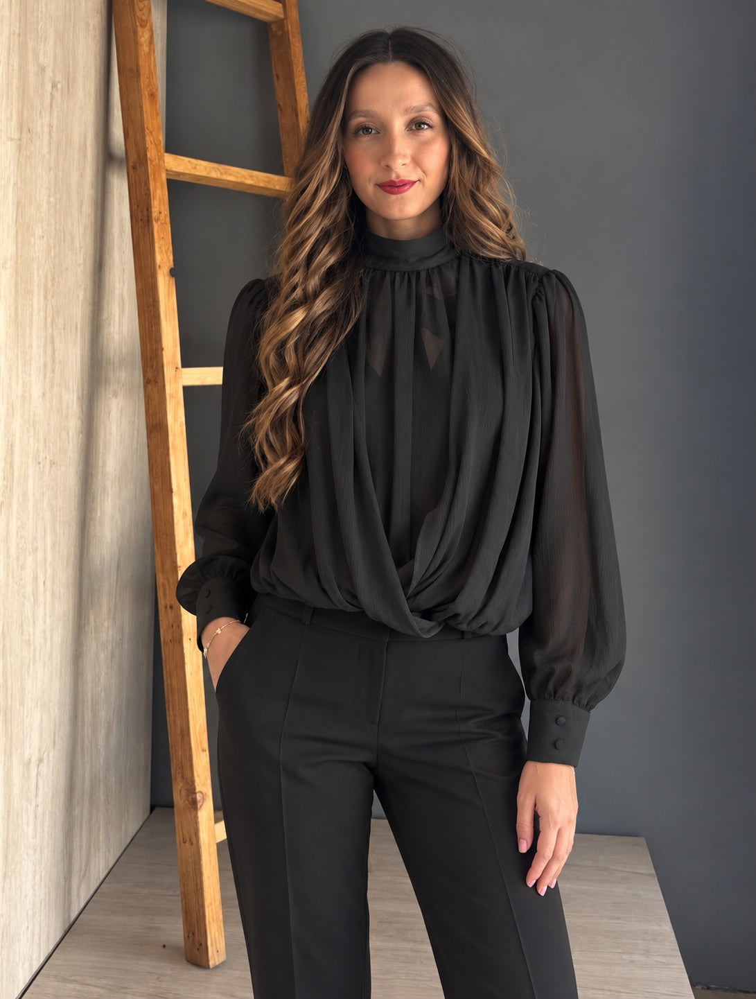 Black Draped Top