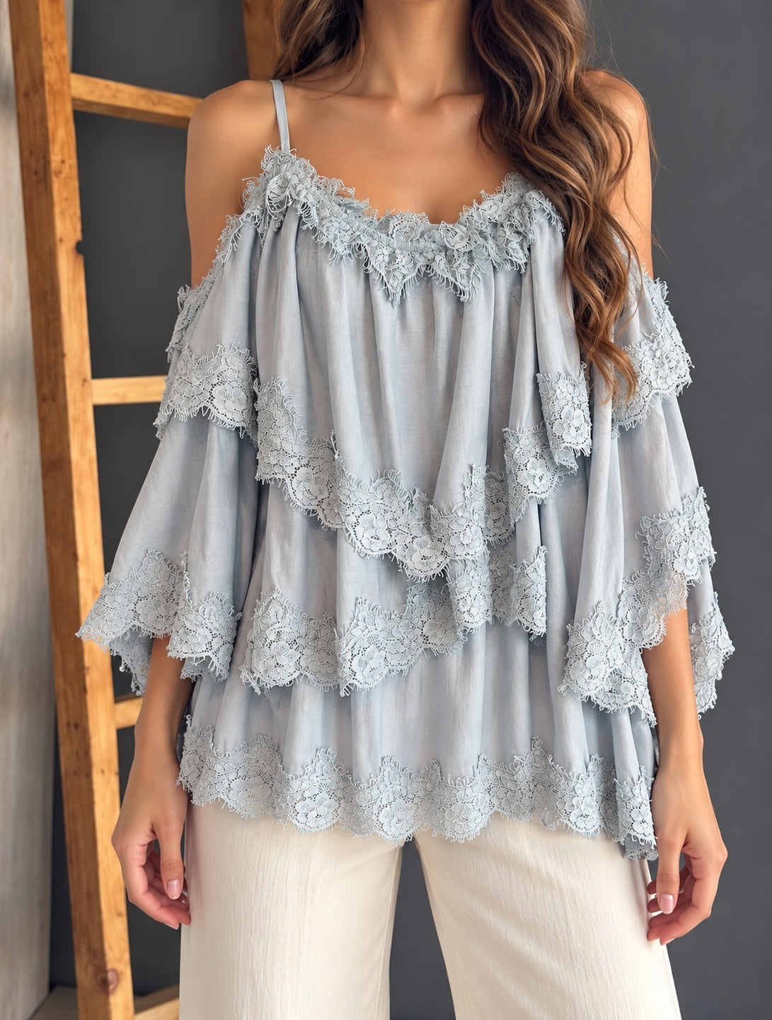 Ruffle Mini Dress Blue – Azul Grisaceo