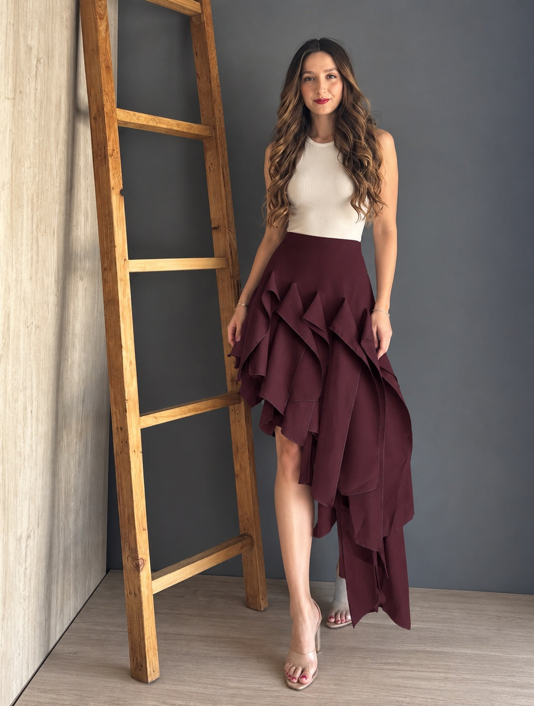 Twill Skirt Burgundy