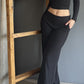 MUSE RIBBED WRAP LOUNGE SET BLACK