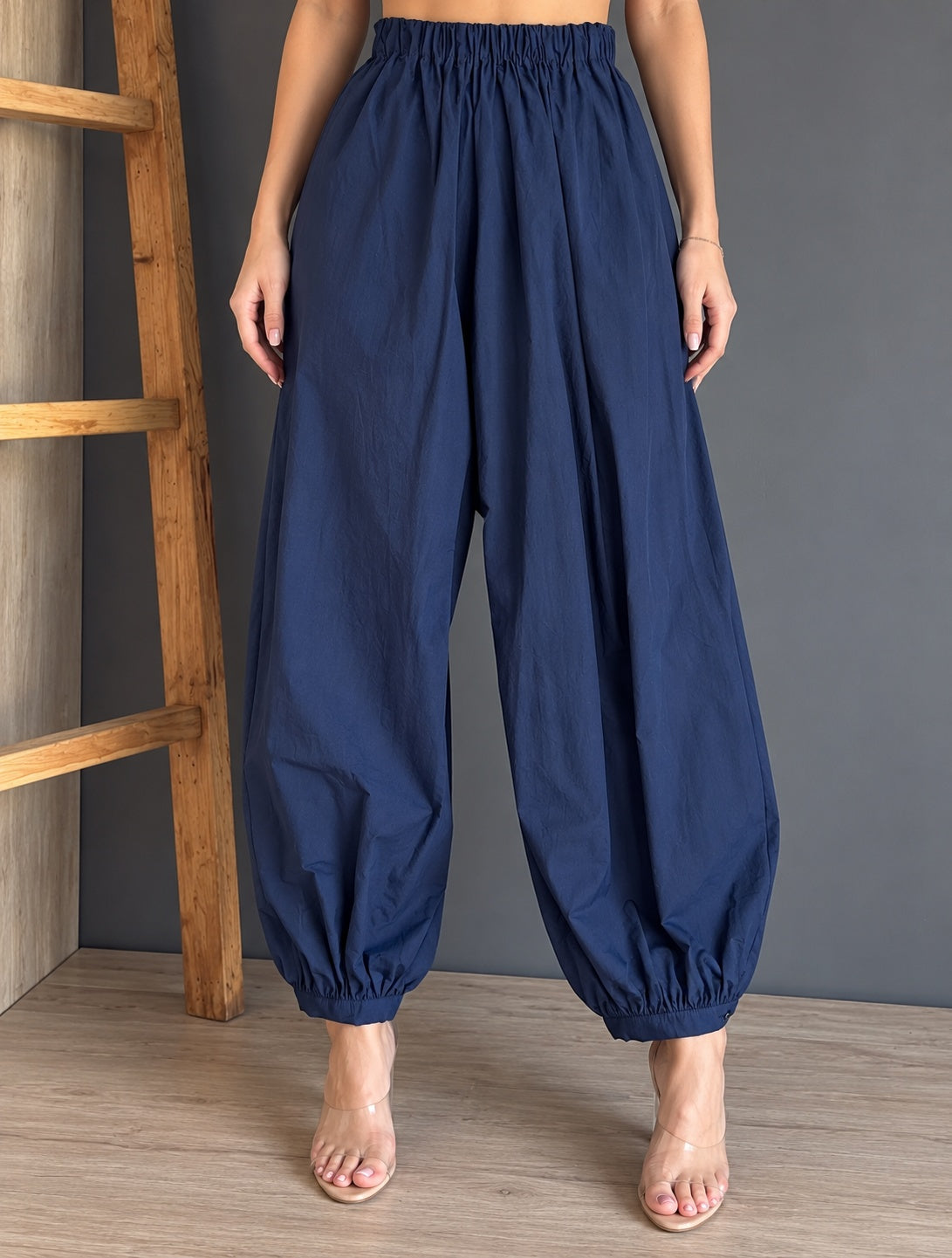 Navy Balloon Harem Pants