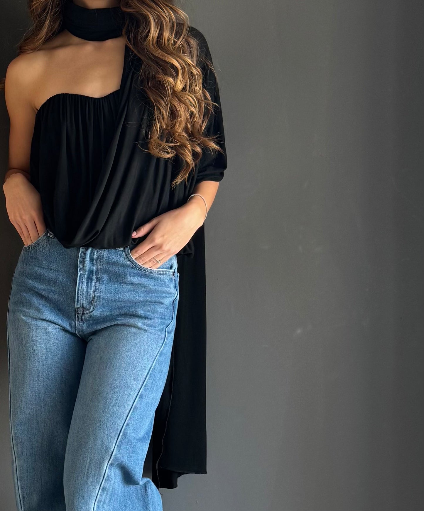 Black Ladies Satin Top – Negra negra - vista 1