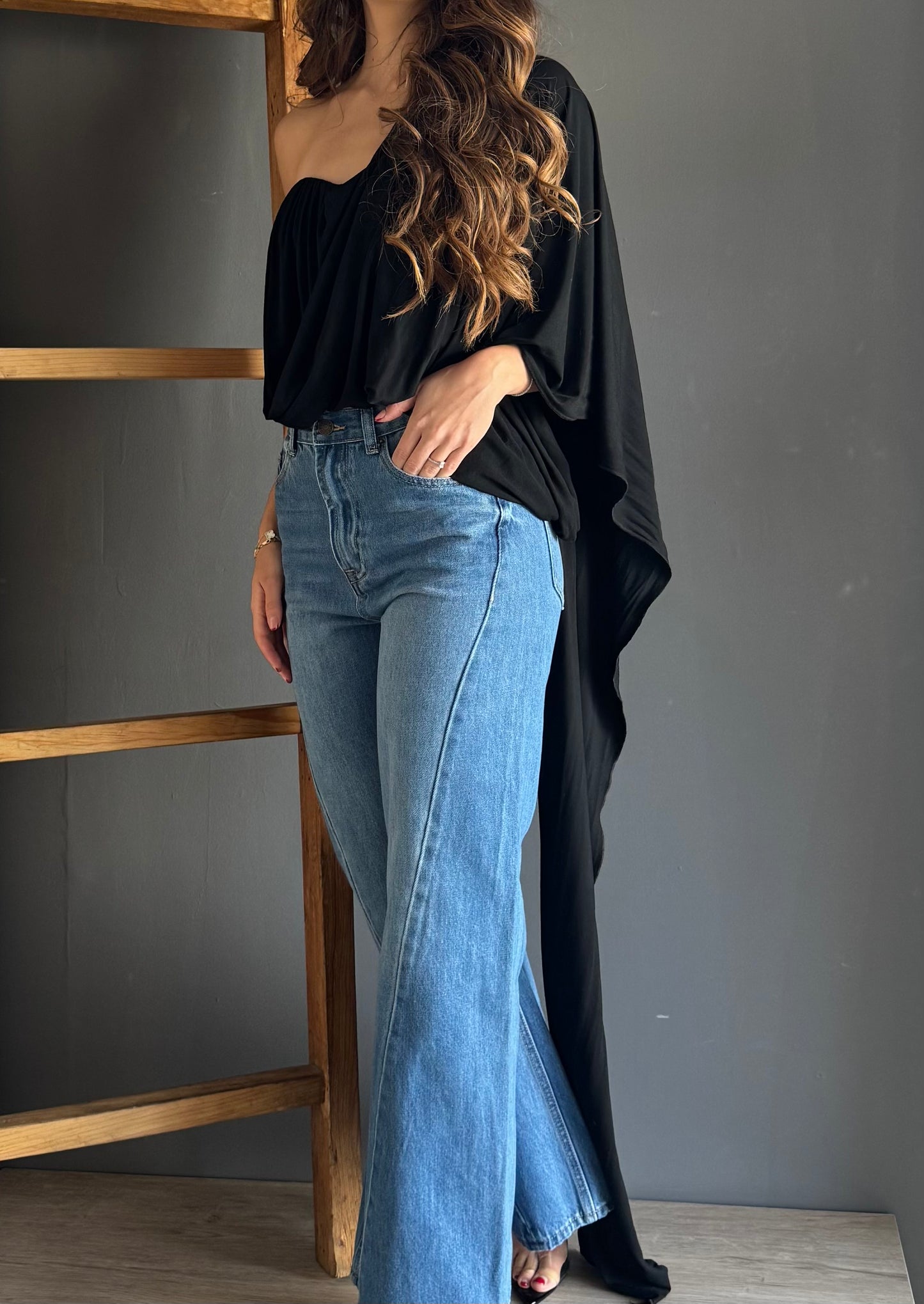 Black Ladies Satin Top – Negra negra - vista 3