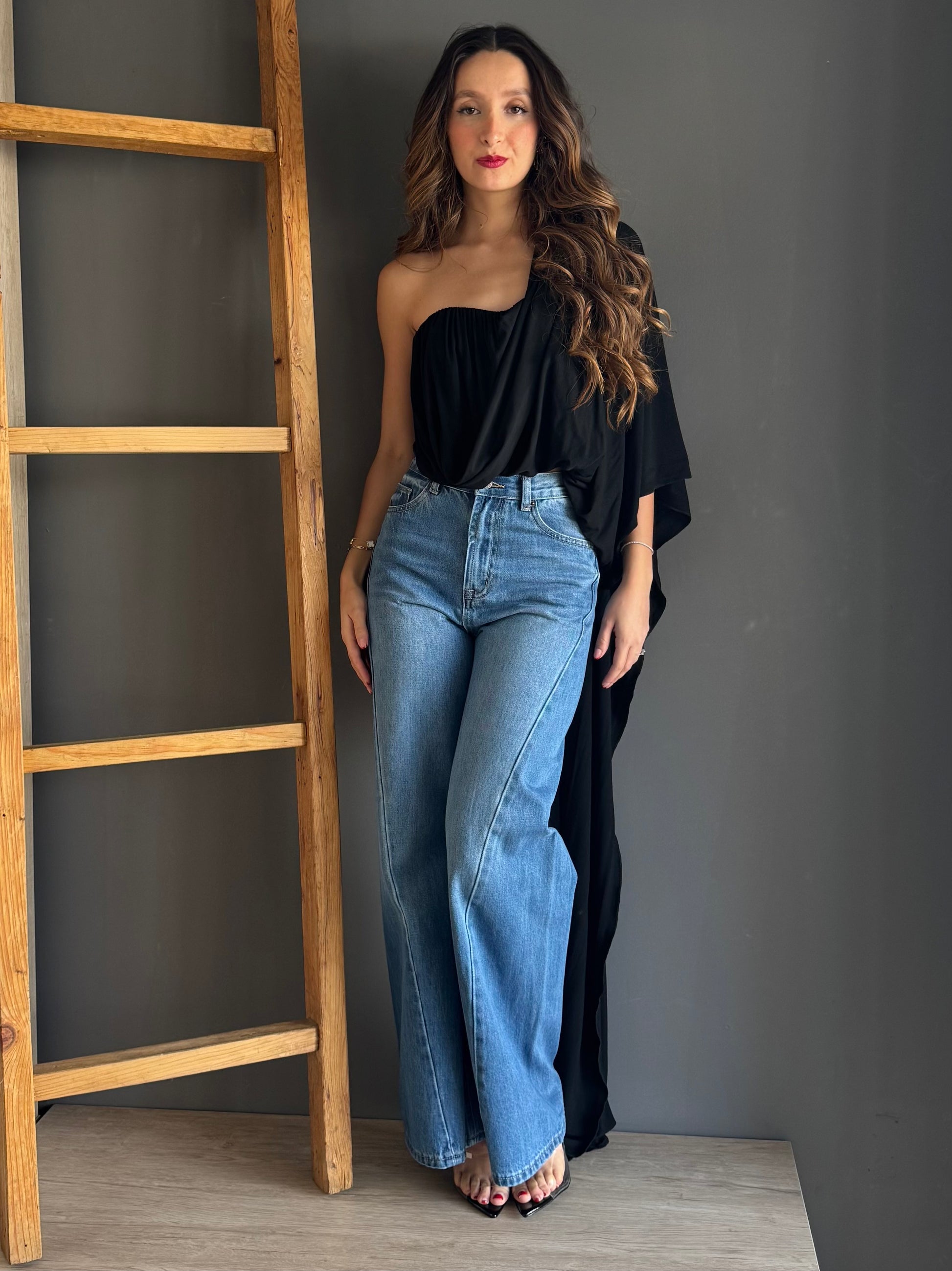 Black Ladies Satin Top – Negra negra - vista 5