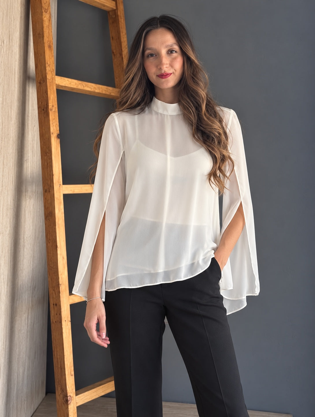 Cream Cape Style Top