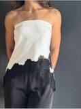 Off White Lace Trim Tube Top