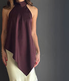 Choco Wine Satin Halter Neck