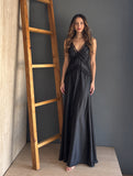 Black Satin Maxi Dress