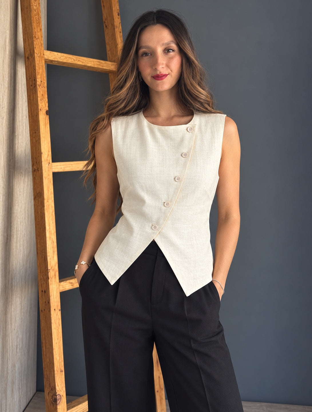 Cream Vest Top