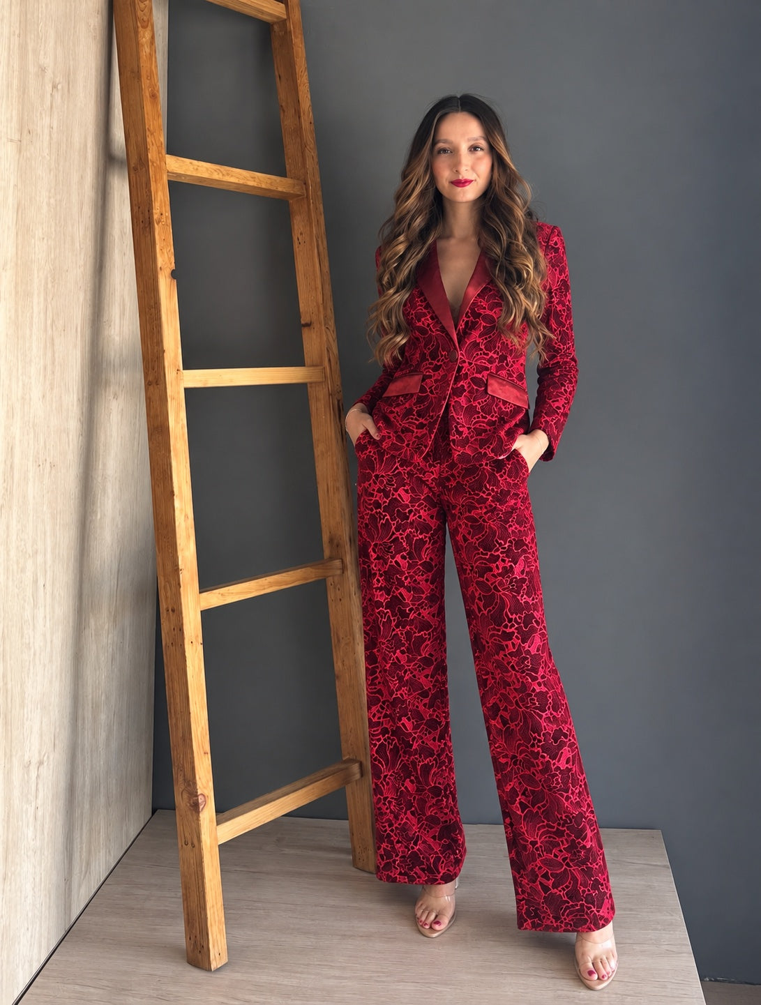 Wine Tailored Suit