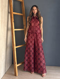 Burgundy Leather Maxi Skirt Set