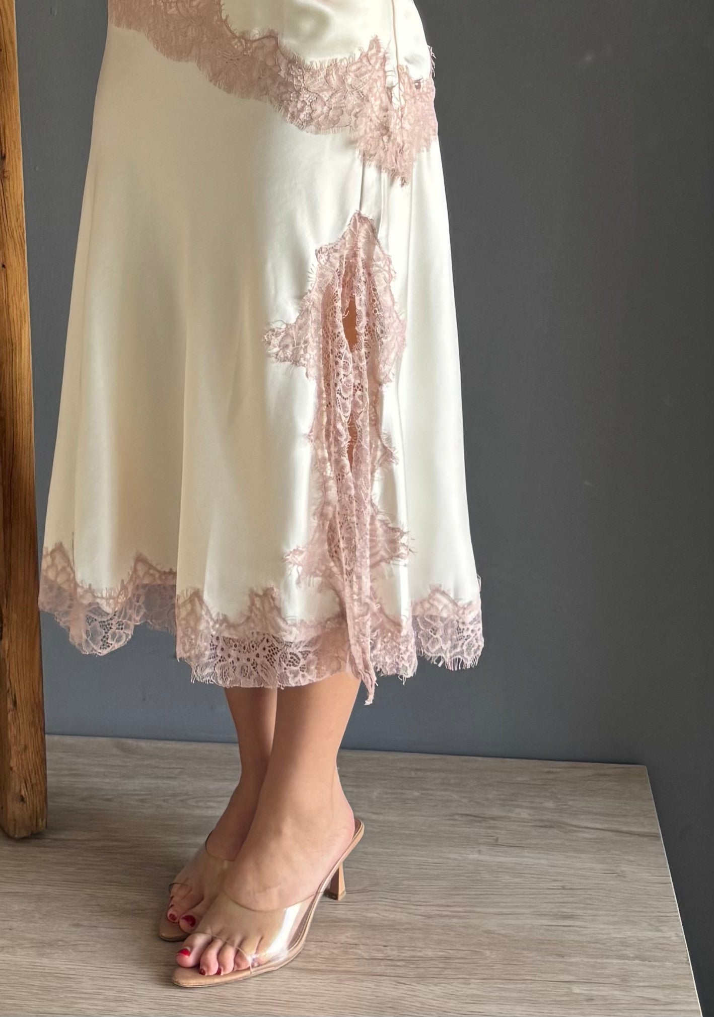 Satin Skirt White – Perla, Rosa perla, rosa - vista 1