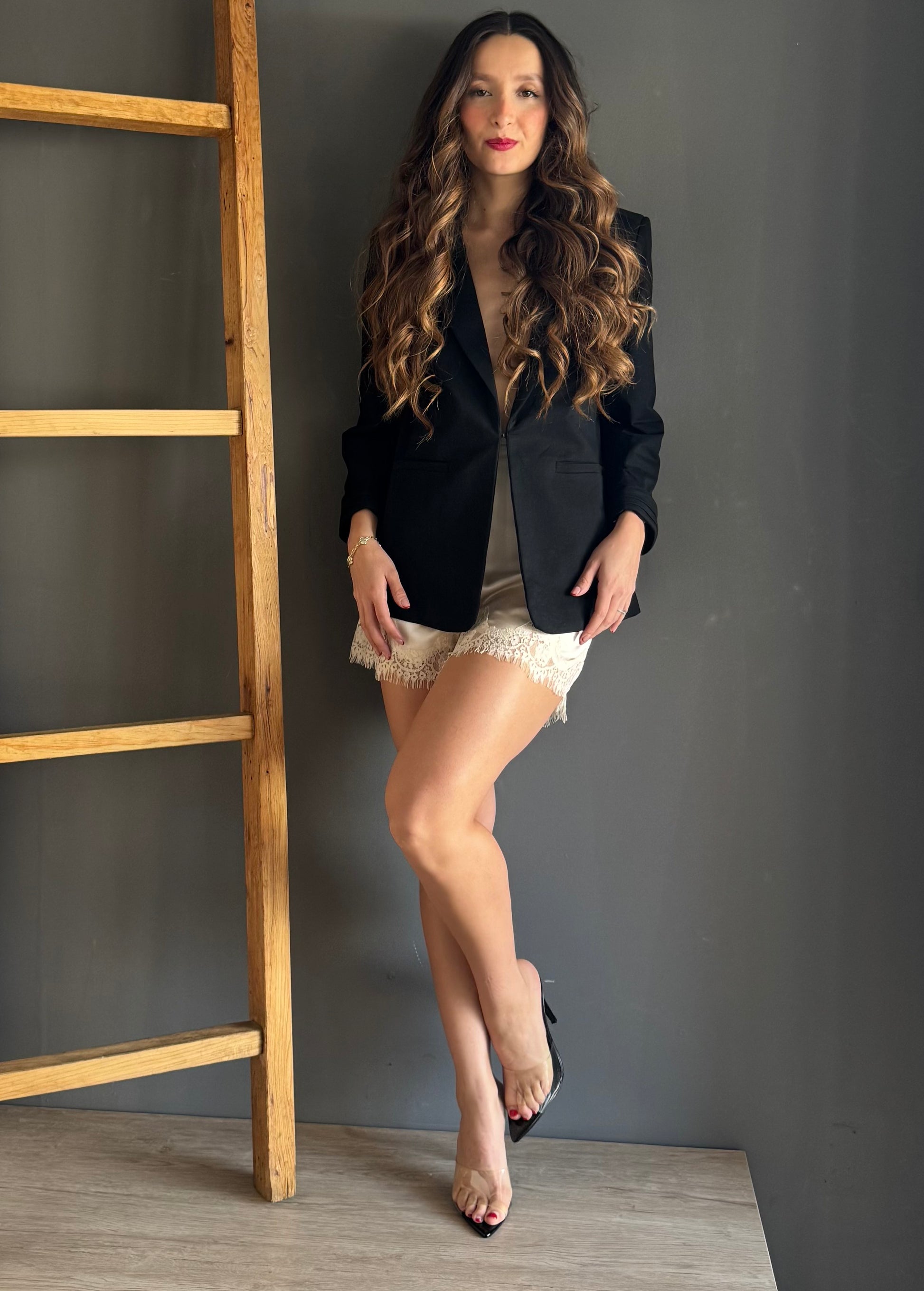 Black Open Blazer – Negro negro - vista 4