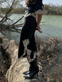 Satin Lace Skirt – Negra Y Blanca negra y blanca - vista 1