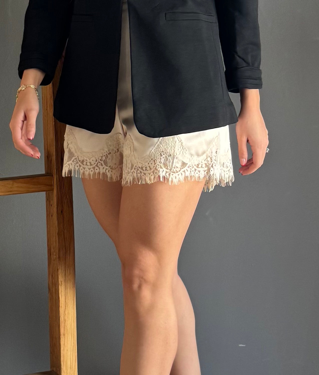 Satin Lace Shorts – Champagne Claro champagne claro - vista 2