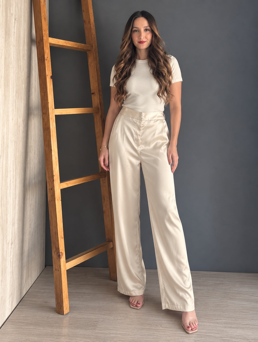 Satin Trousers Ivory