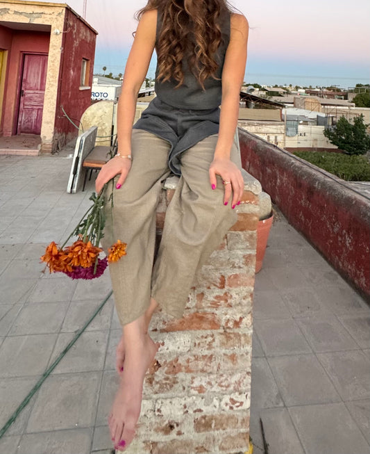 Pantalon Encimero Mezclilla Gris mezclilla gris - vista 1