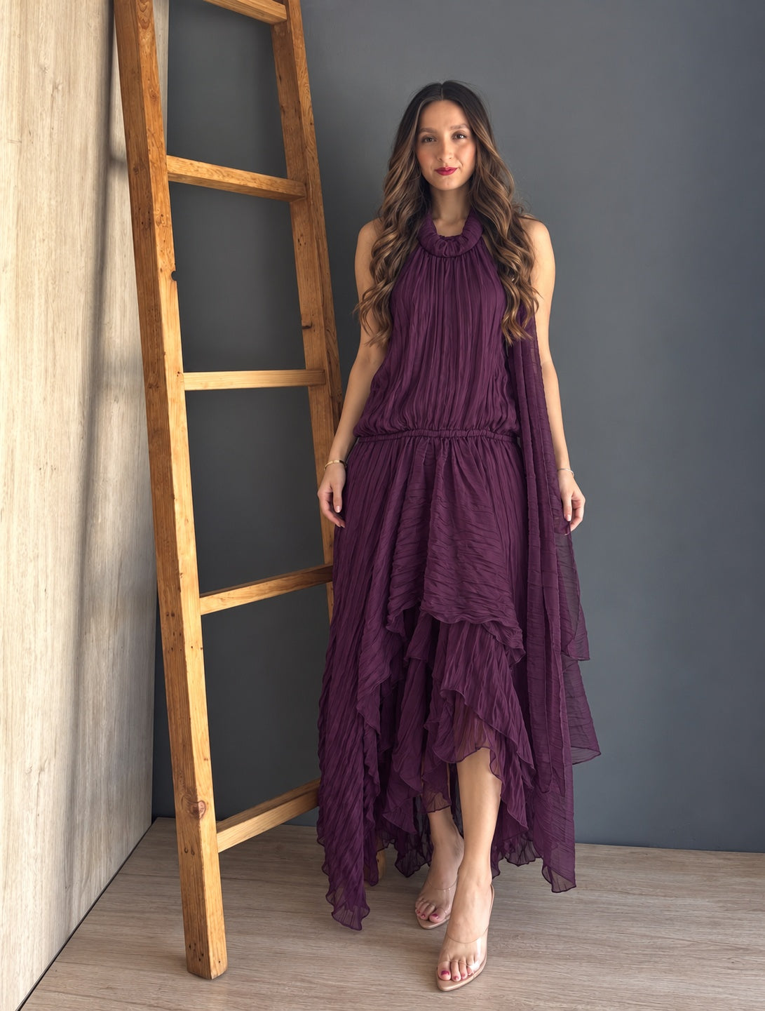 Vestido Corrugado Morado