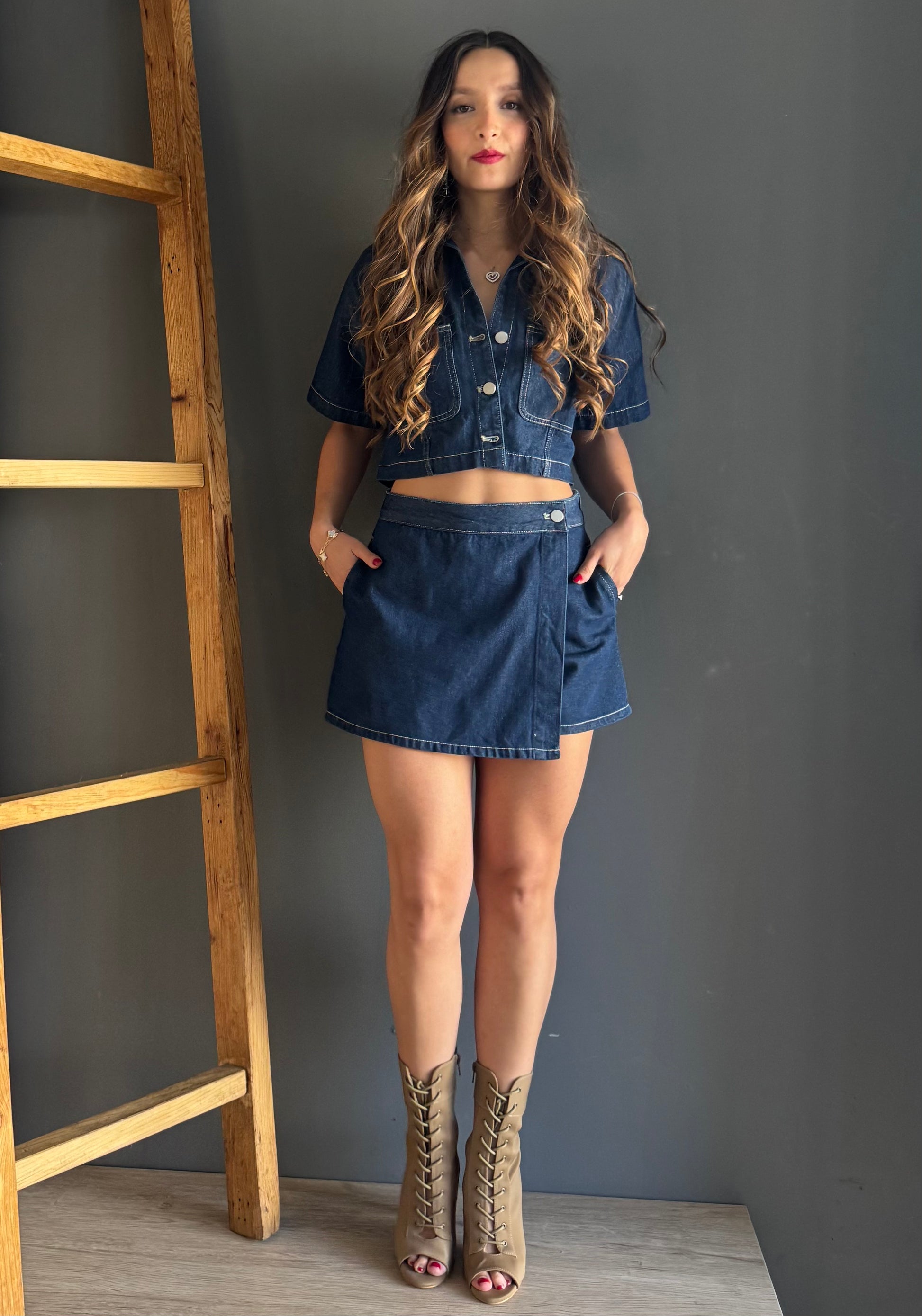 Skort Dk Denim Set – Mezclilla mezclilla - vista 4