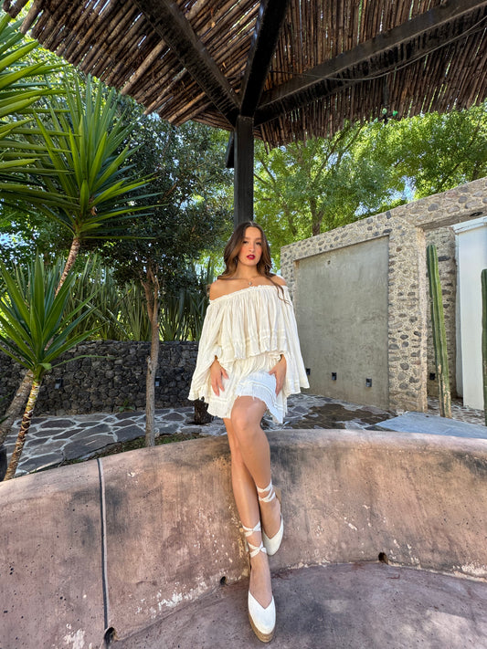 Off White Mini Skirt Set – Hueso hueso - vista 3