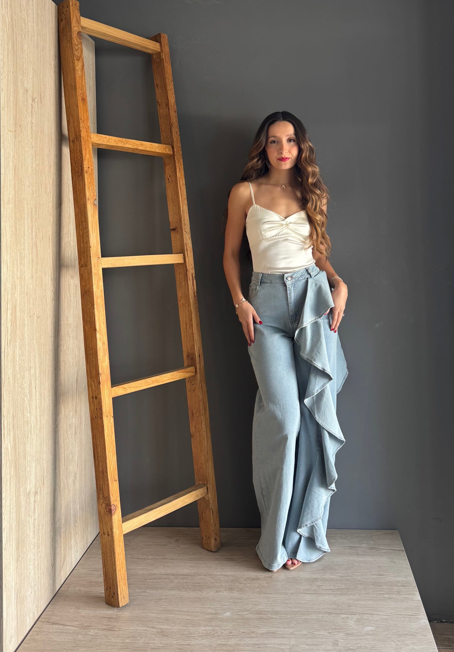 Ruffle Jean – Mezclilla Clara mezclilla clara - vista 2