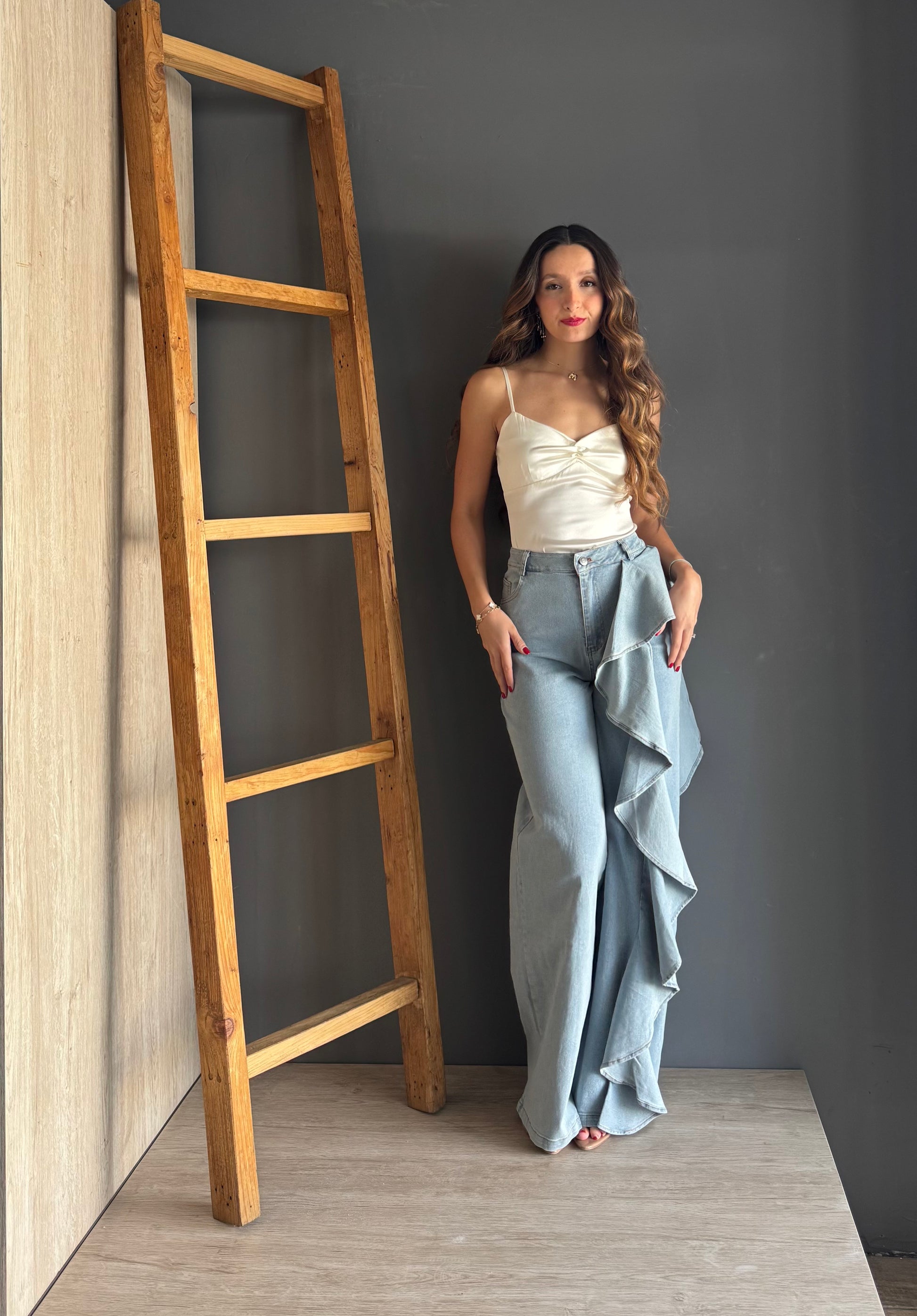 Ruffle Jean – Mezclilla Clara mezclilla clara - vista 2