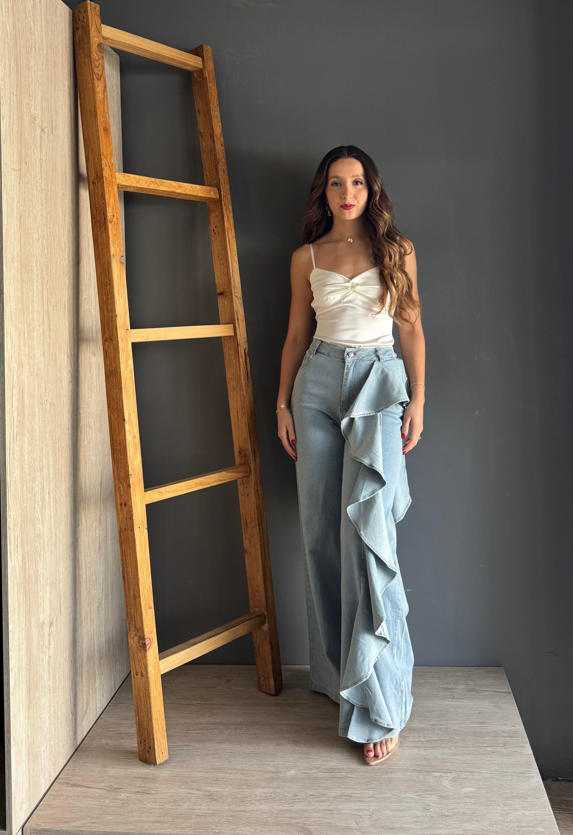 Ruffle Jean – Mezclilla Clara mezclilla clara - vista 4