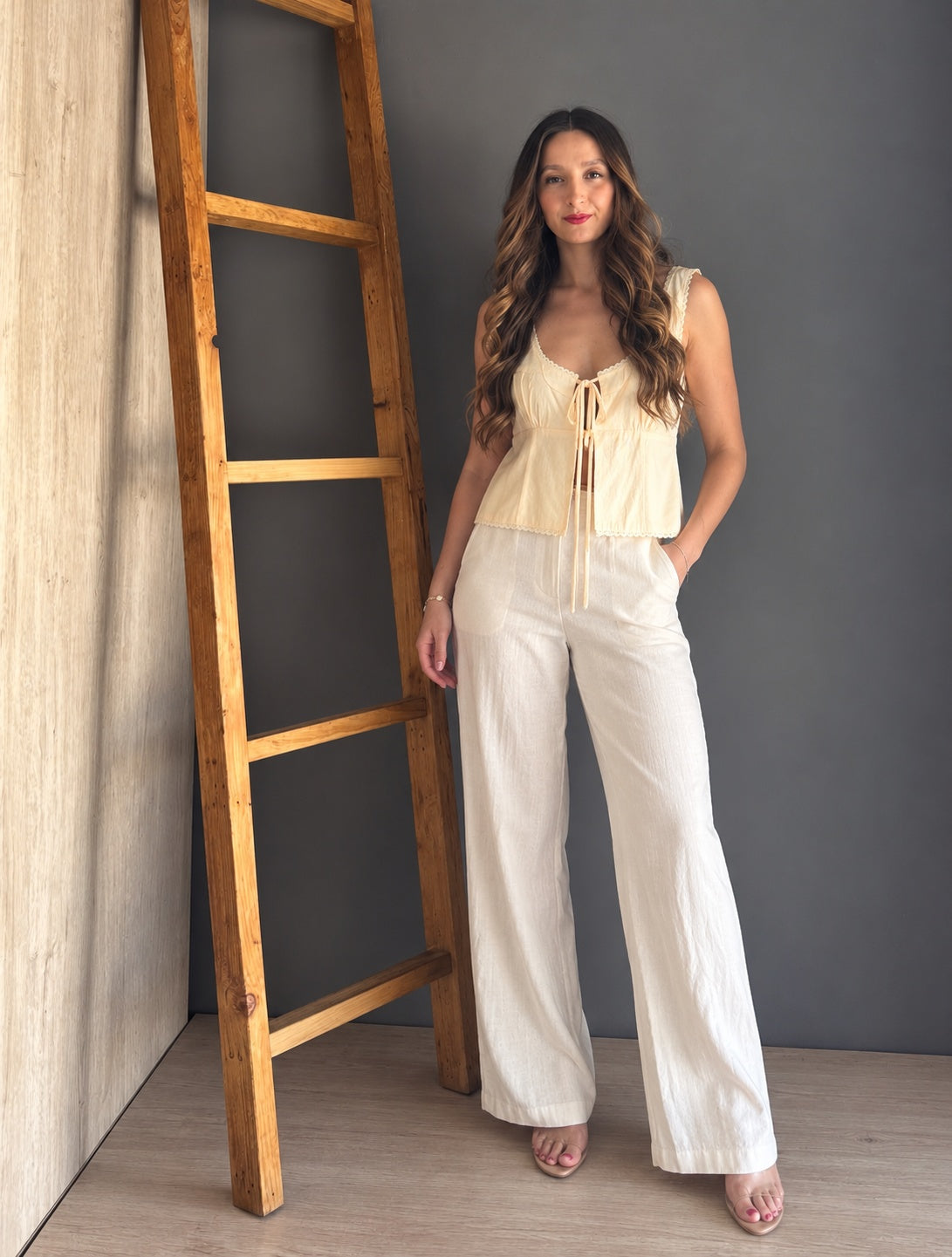 Pina Colada Tie Front Top – Naranja