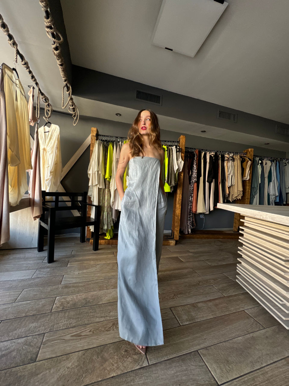 Delilah Gray Linen Jumpsuit