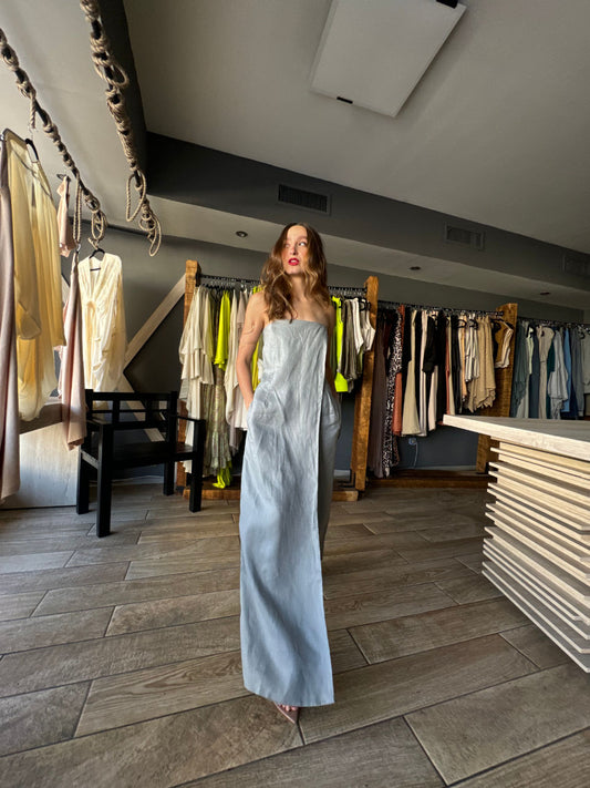 Delilah Gray Linen Jumpsuit