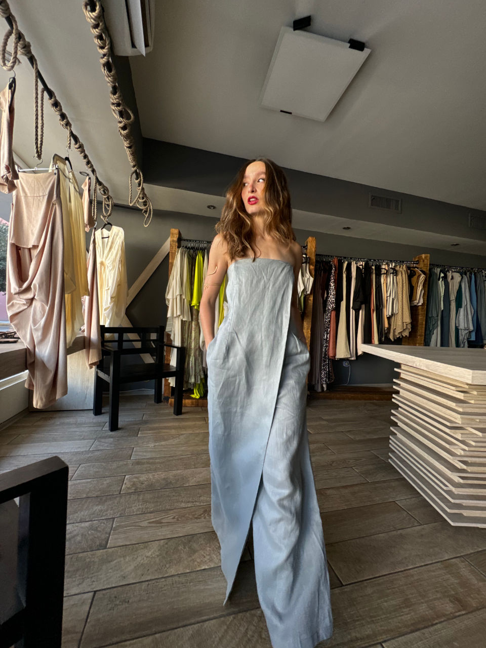 Delilah Gray Linen Jumpsuit